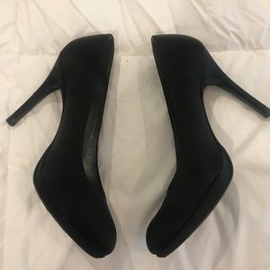 Stuart Weitzman Satin Round-Toe Pumps